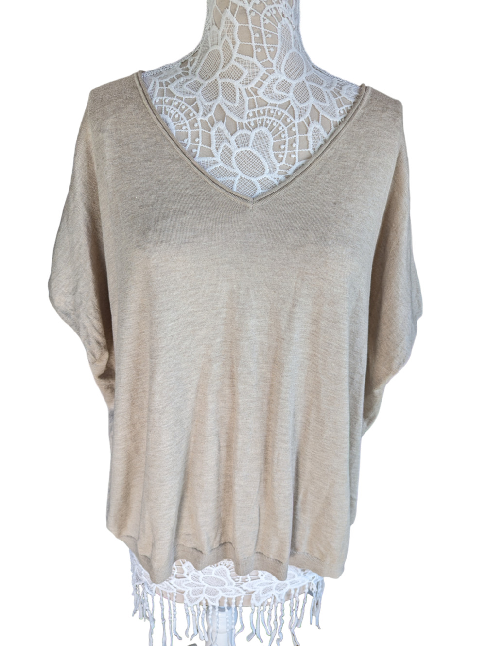 Vince Cashmere Blend Oversized Sleeveless V-Neck Dolman Top M